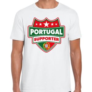 Portugal supporter schild t-shirt wit voor heren - Portugal landen t-shirt / kleding - EK / WK / Olympische spelen outfit