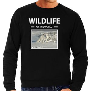 Dieren foto sweater Sneeuwvos - zwart - heren - wildlife of the world - cadeau trui Sneeuwvossen liefhebber