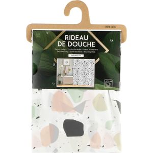 Urban Living Douchegordijn met ringen - wit/multi kleuren - mozaiek print - PVC - 180 x 180 cm - wasbaar - Voor bad en douche