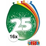 Ballonnen 25 jaar van 30 cm 16 stuks + gratis sticker