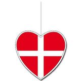3x Hangdecoratie hart Denemarken14 cm - Deense vlag EK/WK landen versiering
