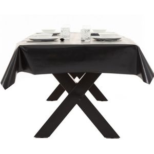 Buiten tafelkleed/tafelzeil zwart 140 x 250 cm rechthoekig - Tuintafelkleed tafeldecoratie zwart - Unikleur tafelkleden/tafelzeilen zwart