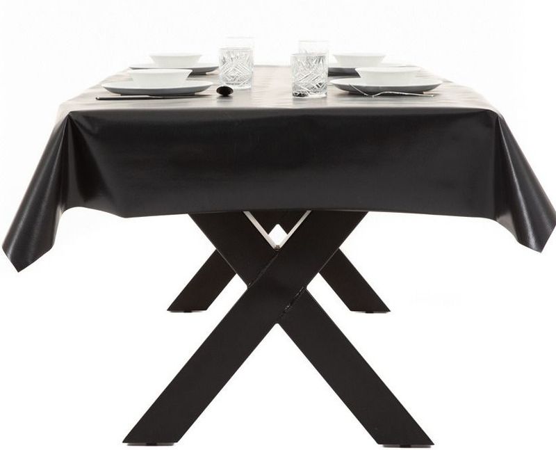 Buiten zwart 140 x 250 cm rechthoekig - Tuintafelkleed tafeldecoratie zwart - Unikleur tafelkleden/tafelzeilen zwart | € 23 bij Shoppartners.nl | beslist.nl