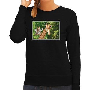 Dieren sweater giraffen foto - zwart - dames - Afrikaanse dieren/ giraf cadeau trui - sweat shirt / kleding