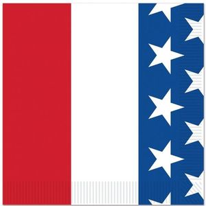 16x Amerika/Verenigde Staten landen vlag thema servetten 25 x 25 cm - Papieren wegwerp servetjes - Amerikaanse/USA vlag feestartikelen - Landen decoratie