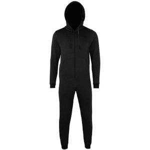 Warme onesie/jumpsuit zwart voor heren - huispakken volwassenen