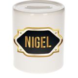 Nigel naam cadeau spaarpot met gouden embleem - kado verjaardag/ vaderdag/ pensioen/ geslaagd/ bedankt