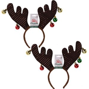 Set van 3x stuks kerst diadeem/haarband bruin rendier gewei voor volwassenen - Verkleedaccessoire kerstfeestje