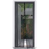 2x Zwarte deur horren met klittenband tegen insecten 210 x 50 cm - caravan opzet deurhorren - universele insecten horren -