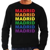 Regenboog Madrid gay pride / parade zwarte sweater voor heren - LHBT evenement sweaters kleding