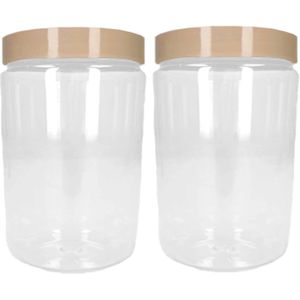 PlasticForte Voorraadpot/bewaarpot - 2x - 375 ml - kunststof - beige - B7 x H12 cm