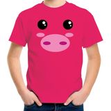 Varken / big gezicht verkleed t-shirt roze voor kinderen - Carnaval fun shirt / kleding / kostuum