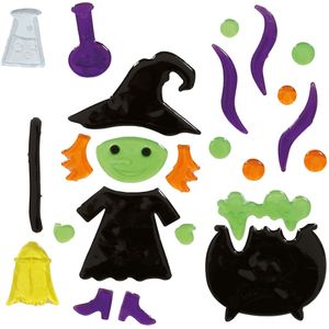 Horror raamstickers heks 20 x 25 cm - Halloween feest decoratie - Horror stickers