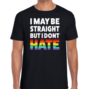 I may be straight but i dont hate t-shirt - gaypride regenboog t-shirt zwart voor heren - Gay pride