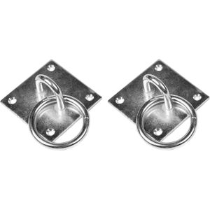 Benson Oogplaat - 2x - 8 cm - met ring - 5 cm - staal verzinkt - Aanlegringen / kettingringen