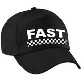Fast / finish vlag verkleed pet zwart voor meisjes en jongens - Racing team baseball cap - carnaval / kostuum