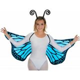 Vlinder verkleed set - vleugels en diadeem - blauw - volwassenen - carnaval verkleed accessoires