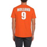 Oranje supporter t-shirt - rugnummer 9 - Holland / Nederland fan shirt / kleding voor heren
