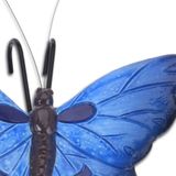 Pro Garden tuindecoratie bloempothanger vlinder - kunststeen - blauw - 13 x 10 cm