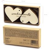 PartyDeco cadeaulabels houten hartje - set 20x stuks - bruin - 6 x 5 cm - naam tags