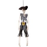 Set van 2x hangende horror decoratie skelet 40 cm gipsy en piraat - Halloween thema versiering poppen