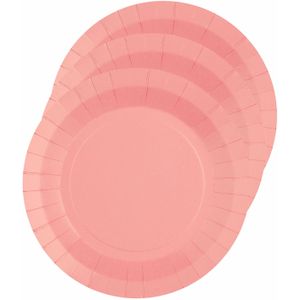 Santex feest bordjes rond - roze - 20x stuks - karton - 22 cm