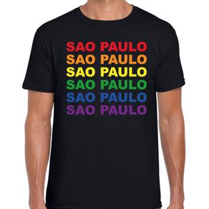 Regenboog Sao Paulo gay pride / parade zwart t-shirt voor heren - LHBT evenement shirts kleding / outfit