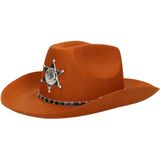 Atosa Carnaval verkleed Cowboy hoed Kentucky - bruin - volwassenen - Western Sheriff thema