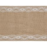 Tafelloper op rol - jute/kant - 28 cm x 6 m - Feest/bruiloft tafelkleed