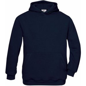 Navy blauwe katoenmix sweater met capuchon voor j