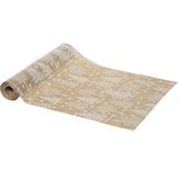 Atmosphera Kerst thema diner tafelloper - 2x stuks - beige/wit - 28 x 300 cm