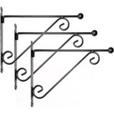 Set van 3x stuks muurhaken met dubbele sierkrul - metaal - 39 x 31 cm - hanging basket haak