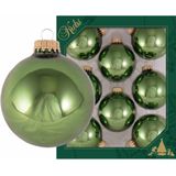 16x Jungle groene glazen kerstballen glans 7 cm kerstboomversiering - glans - Kerstversiering/kerstdecoratie groen
