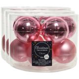40x stuks kerstballen lippenstift roze van glas 6 cm - mat/glans - Kerstboomversiering