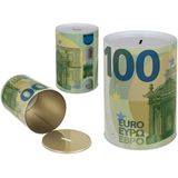 Out of the Blue Spaarpot 100 Euro bankbiljet - metaal - 22 x 15 cm - Kind/volwassenen - XXL-size