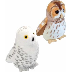 Set van 2x stuks pluche vogels knuffels van 14 cm met geluid