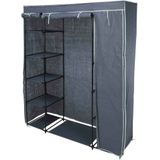 Mobiele kledingkast - incl 10x kledinghangers - opvouwbaar - grijs - 167 x 141 cm