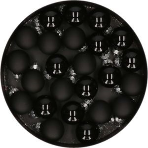 Othmar Decorations mini kerstballen - 24x st - zwart - glas - 2,5 cm