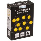 Lichtsnoer - zonnebloemen - geel - 160 cm - op batterij - verlichting