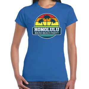 Honolulu zomer t-shirt / shirt Honolulu bikini beach party voor dames - blauw - Honolulu beach party outfit / vakantie kleding /  strandfeest shirt
