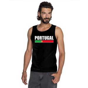 Zwart Portugal supporter mouwloos shirt heren - Portugal singlet shirt/ tanktop