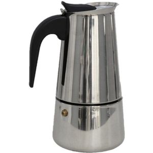 Zilveren percolator / espresso koffie apparaat voor 4 kopjes RVS - Koffiezetapparaat - Koffiezetter voor camping/caravan - Cafetiere