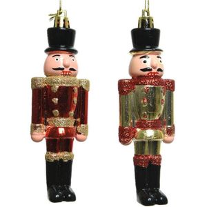 2x Kerstboomhangers notenkrakers poppetjes/soldaten 9 cm - Kerstboomversiering kerstornamenten/kersthangers