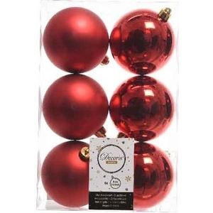 42x Kerst rode kunststof kerstballen 8 cm - Mat/glans - Onbreekbare plastic kerstballen - Kerstboomversiering kerst rood
