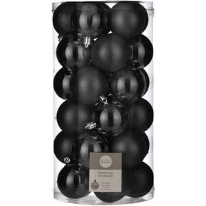 60x stuks kunststof kerstballen zwart 6 cm - Onbreekbare kerstballen 6 cm