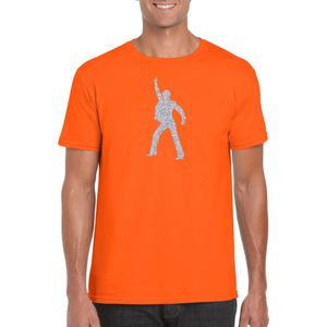 Zilveren disco t-shirt / kleding - oranje - voor heren - muziek shirts / discothema / 70s / 80s / outfit