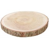 Chaks Decoratie boomschijf met schors - hout - D38 x H4 cm - rond - Onderborden/kaarsenplateaus