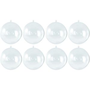 8x Transparante hobby/DIY kerstballen 8 cm - Knutselen - Kerstballen maken hobby materiaal/basis materialen