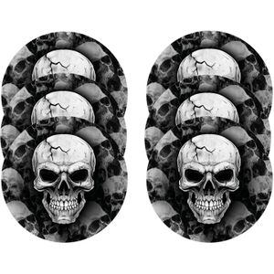 Fiestas Guirca Halloween/horror schedel/doodshoofd bordjes - 18x - zwart - papier - D23 cm