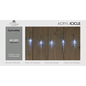 2x stuks ijspegelverlichting transparant lichtsnoer met 40 witte lampjes - Kerstverlichting ijspegel lampjes - Kerstlampjes/kerstlichtjes